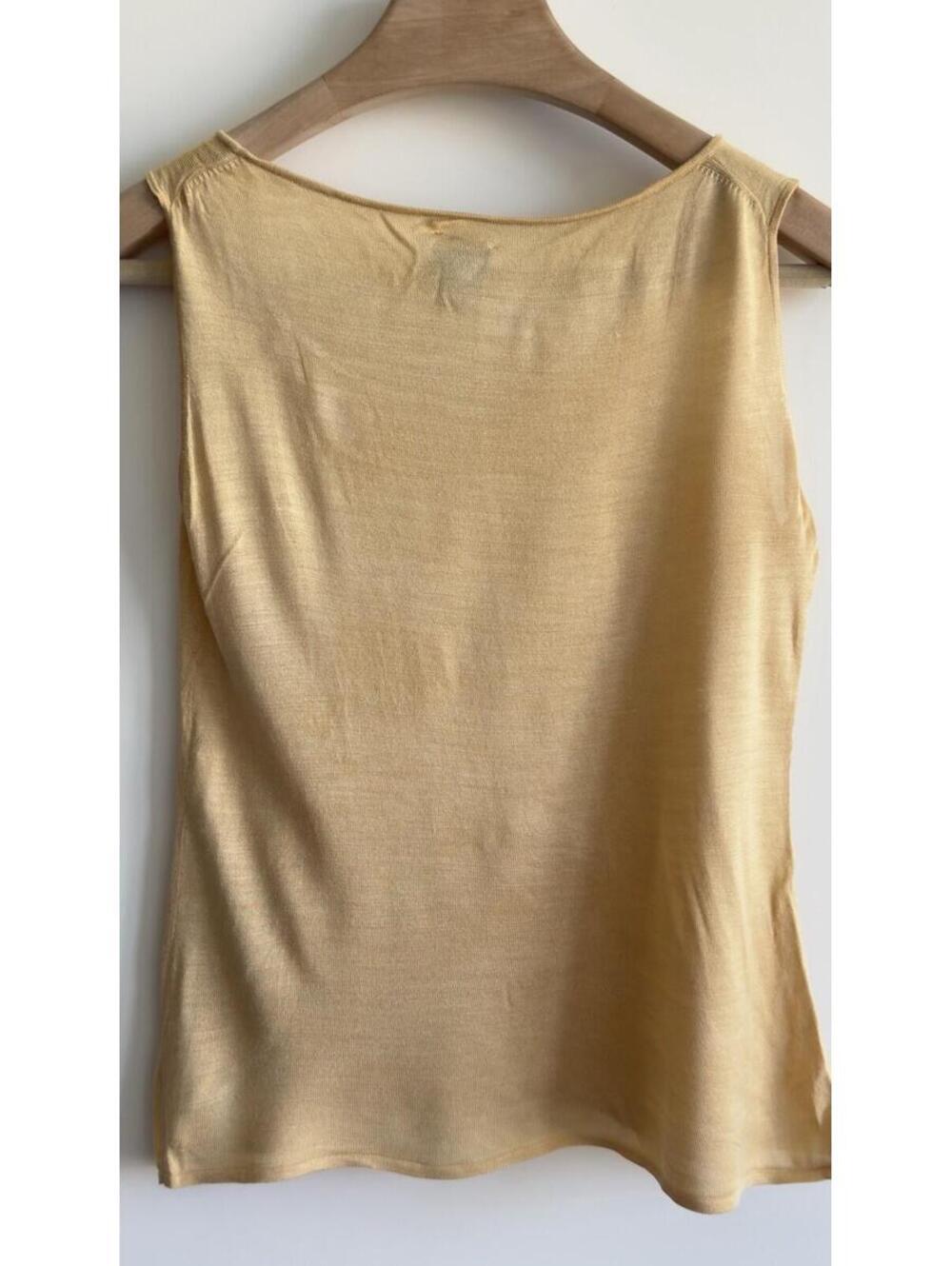 Eileen Fisher 100% Silk Knit Tank Top Yellow Sleeveless Scoop Neck Size S - Picture 4 of 7